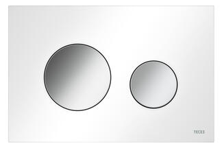 Betätigungsplatte weiß und Taste chrom glänzend