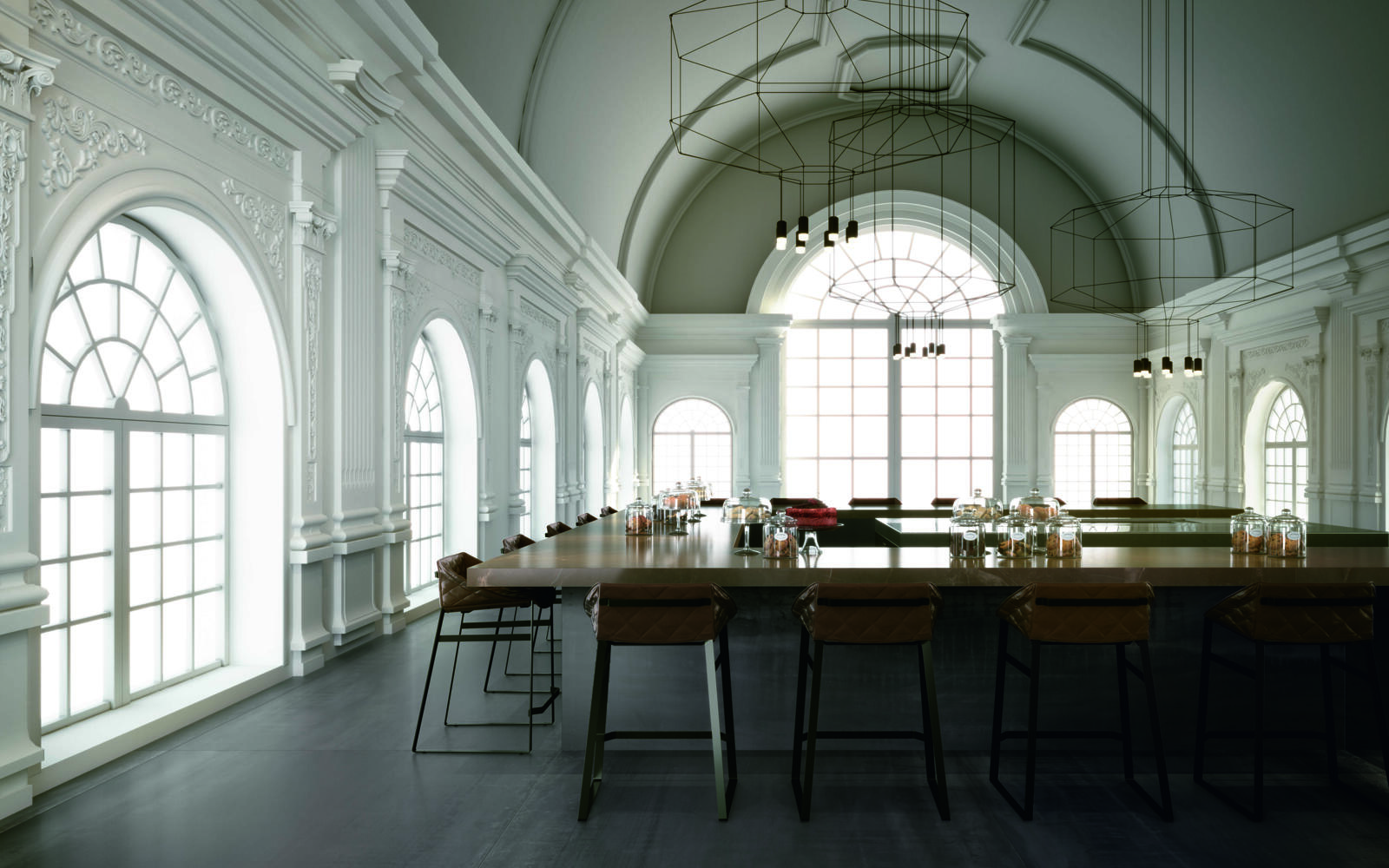 Koferenzhalle mit großen Fliesen von Marazzi