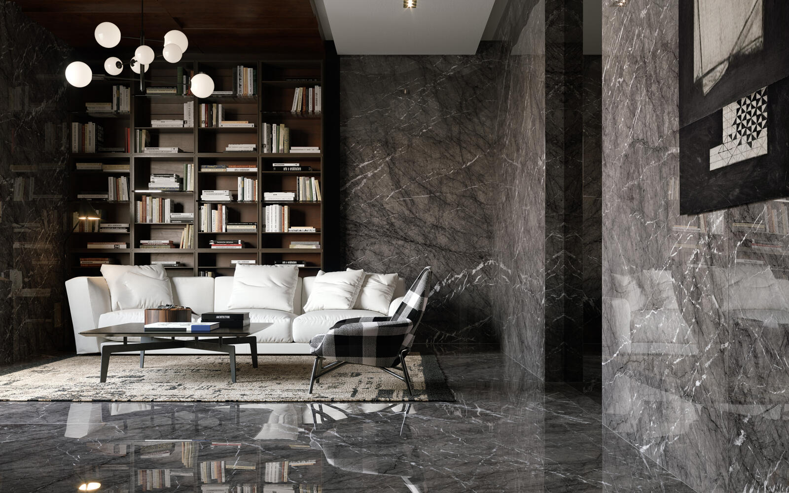 Kleine Bibliothek mit Fliesen von Marazzi