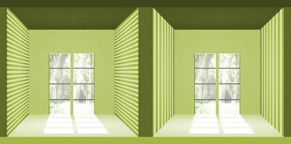 Raumgefühl in Abhängigkeit der Ausrichtung der Struktur an der Wand